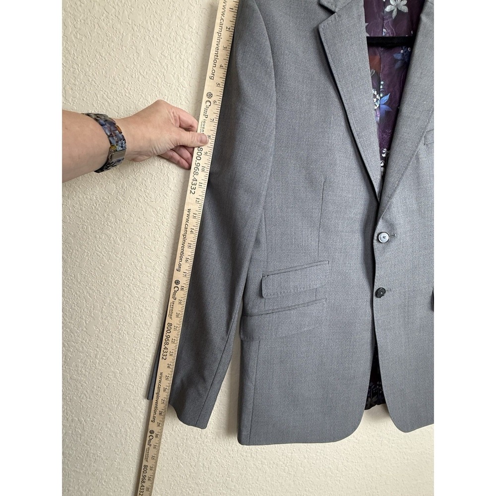 Ted Baker Endurance 42L Gray 100% Wool Surgeon Cuff Sport Coat Blazer Modern Fit - Picture 13 of 16